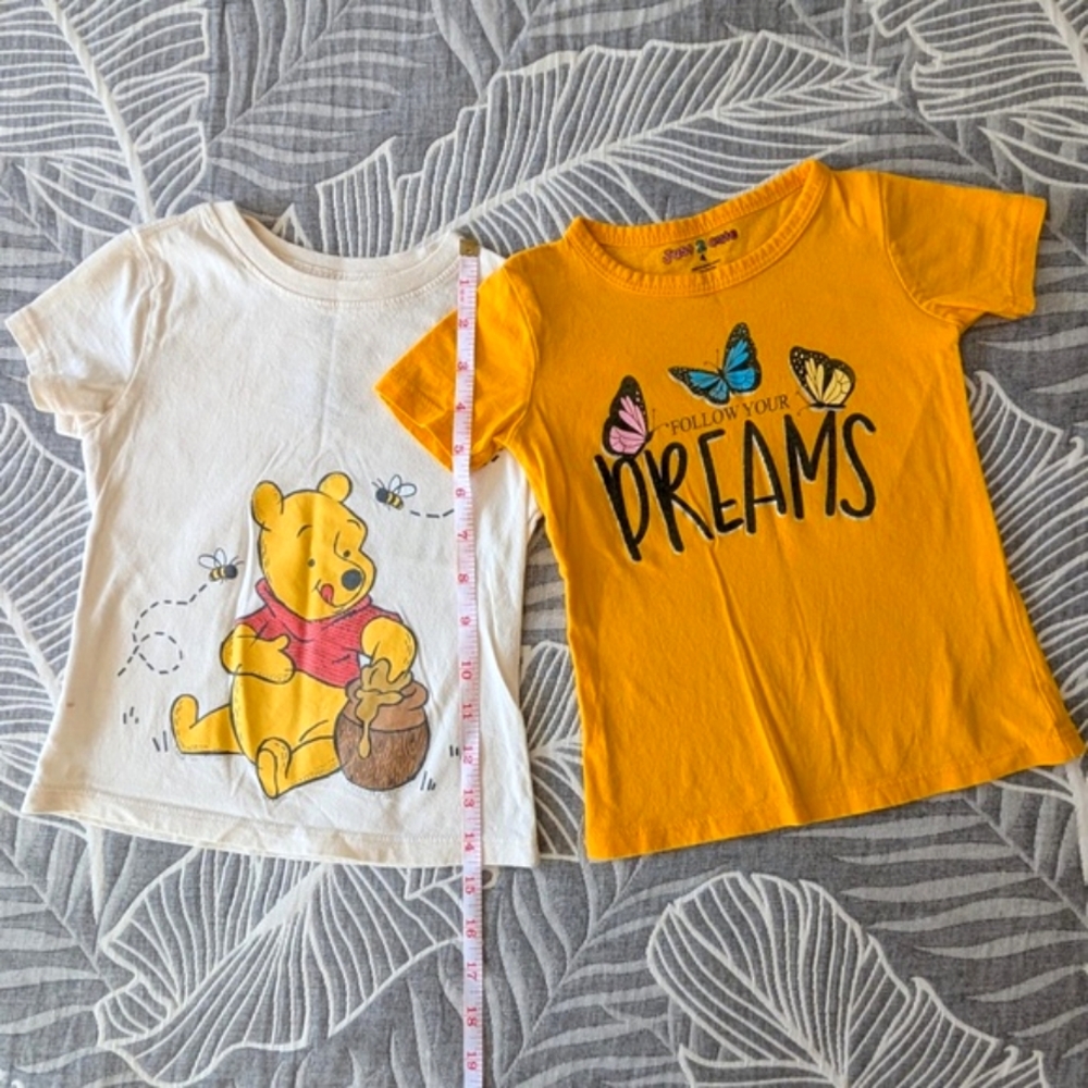 Bundle of 2 Just 2 Cute & Disney Winnie the Pooh 100% Cotton Girl T-Shirts